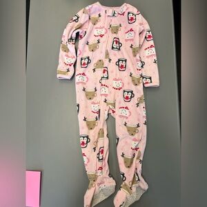 Toddler girl footie pajama lot size 2T winter holiday
